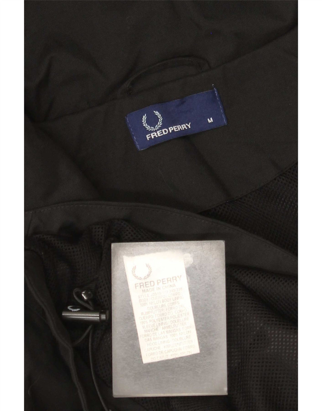 Мужская дождевик с капюшоном Fred Perry UK 38, средний черный нейлон