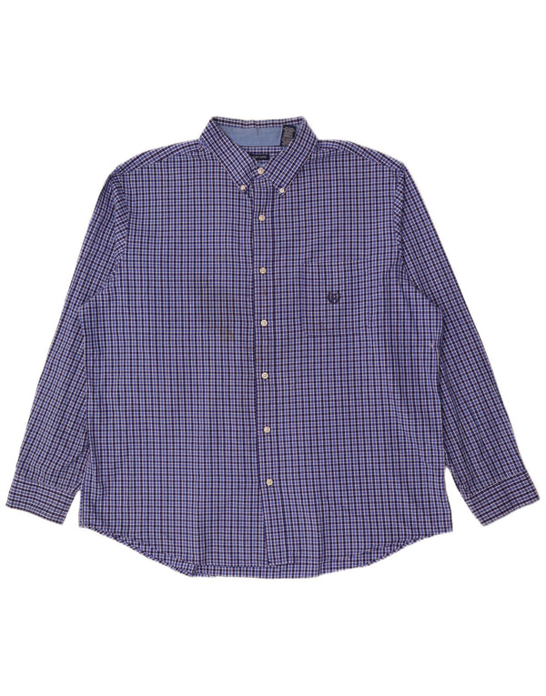 Мужская рубашка Chaps Easy Care 2XL, синяя, хлопок в мелкую клетку