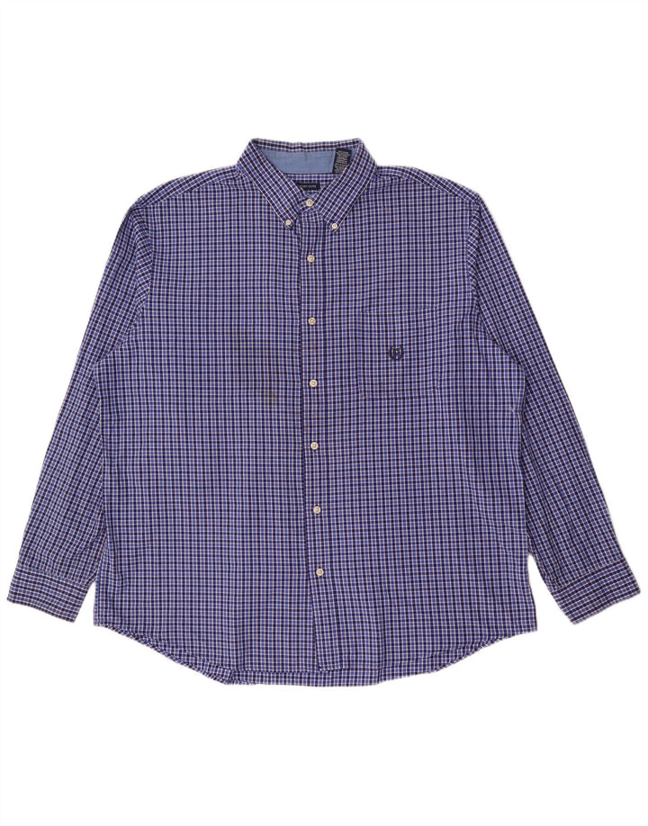 Мужская рубашка Chaps Easy Care 2XL, синяя, хлопок в мелкую клетку