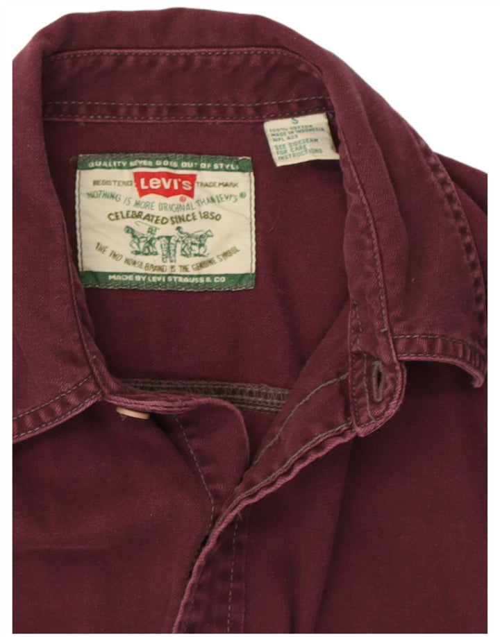 Мужская джинсовая рубашка Levi's маленького размера, бордовый хлопок