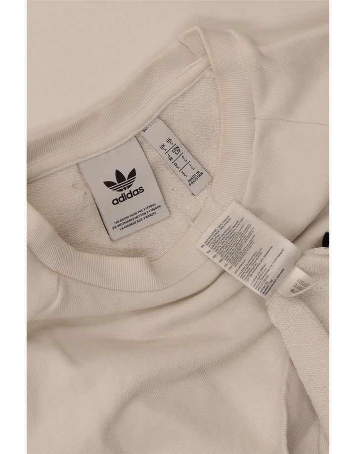 Женский свитер оверсайз Adidas UK 10, маленький белый хлопок