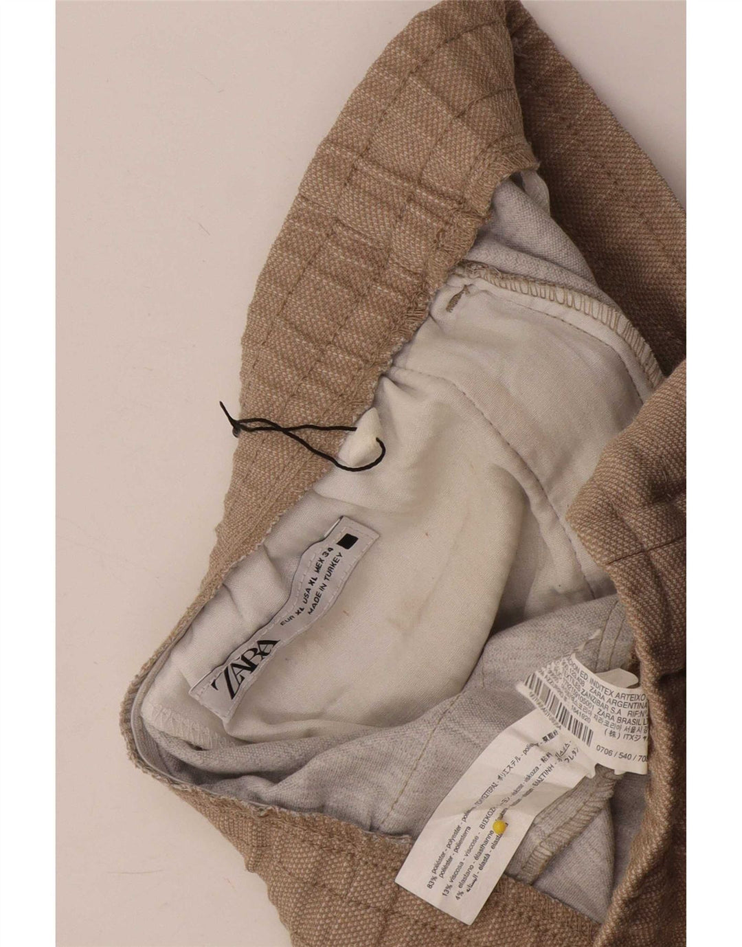 Женские узкие укороченные брюки Zara XL W34 L26, бежевый полиэстер
