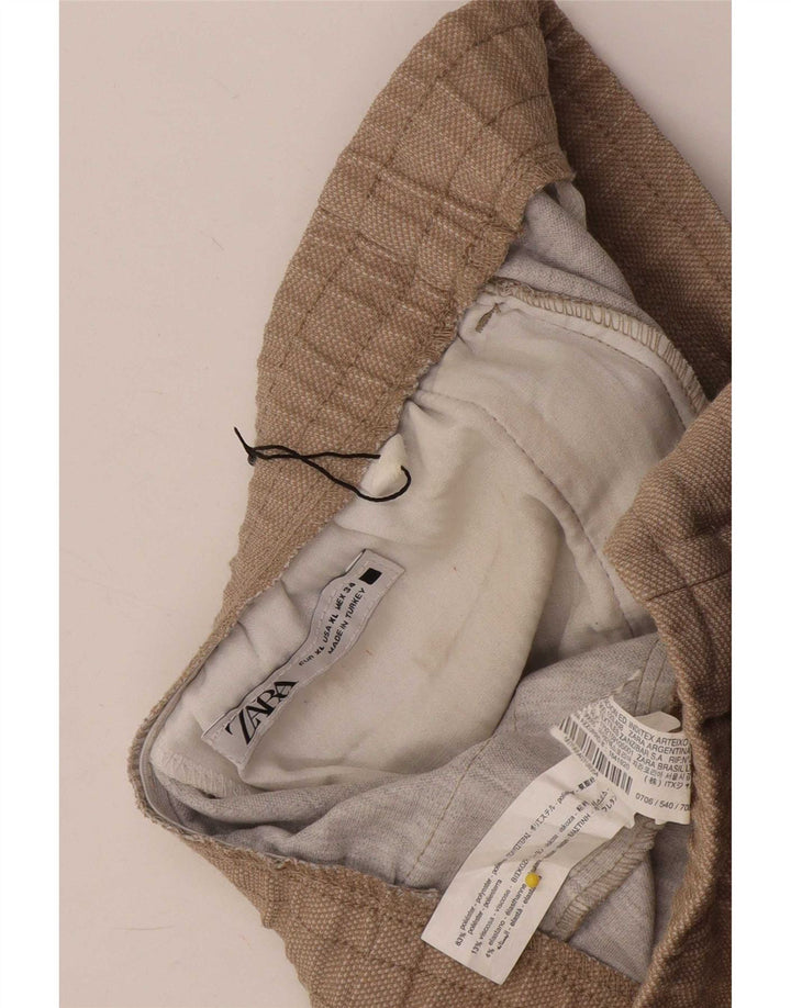 Женские узкие укороченные брюки Zara XL W34 L26, бежевый полиэстер