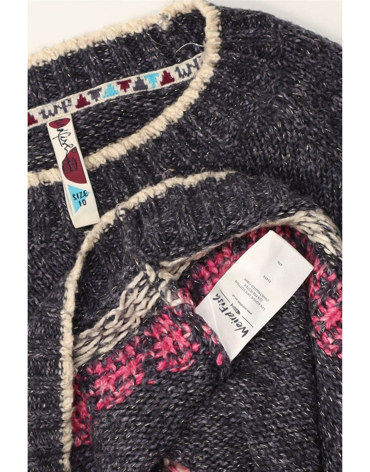 Женский джемпер с круглым вырезом Weird Fish, размер UK 10, маленький темно-синий Fair Isle