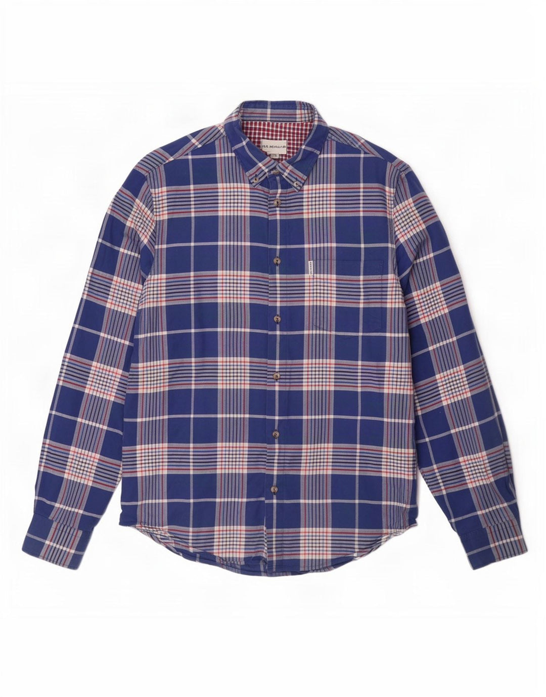 Мужская рубашка Ben Sherman, большая темно-синяя клетка, хлопок