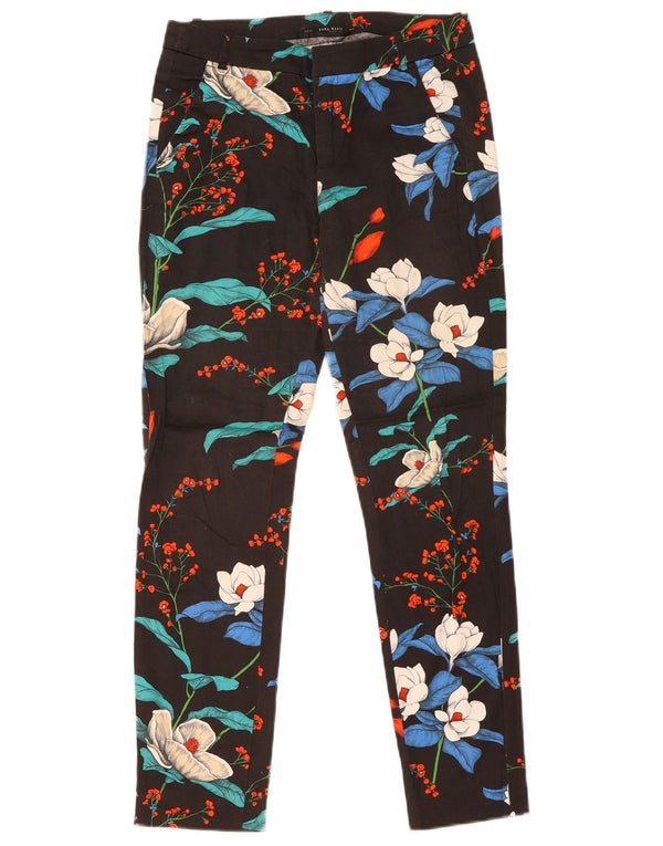 Женские узкие брюки чинос Zara EU 34 2XS W24 L28, черные с цветочным принтом