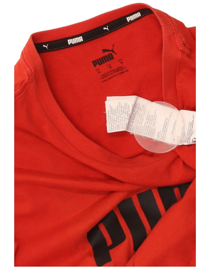 Мужская футболка с рисунком PUMA, хлопковая, среднего красного цвета