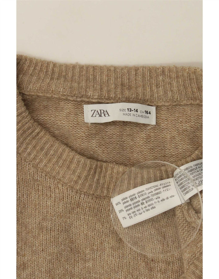 Джемпер с круглым вырезом Zara для мальчиков, 13–14 лет, бежевый, полиэстер