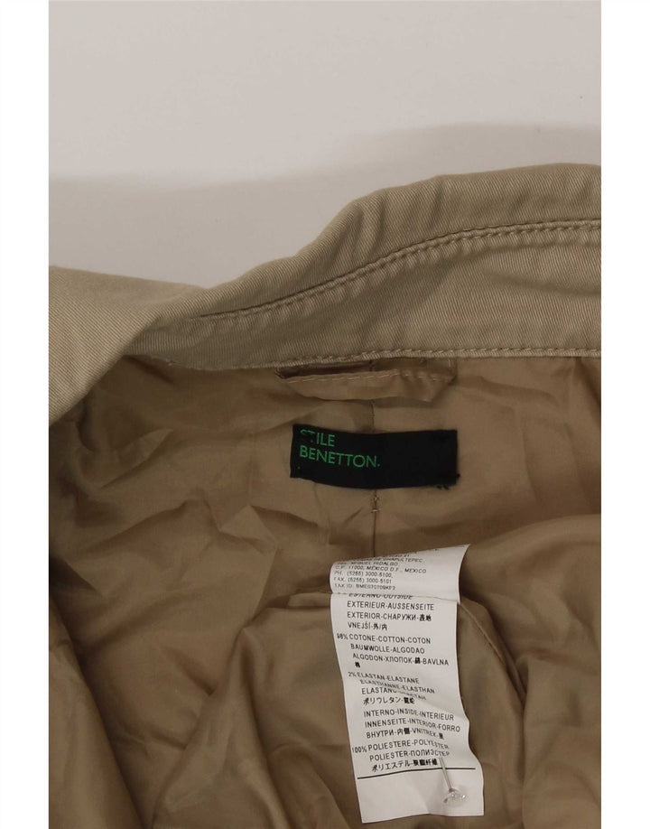 Женская куртка-бомбер Benetton IT 44, средний бежевый, хлопок с цветными блоками