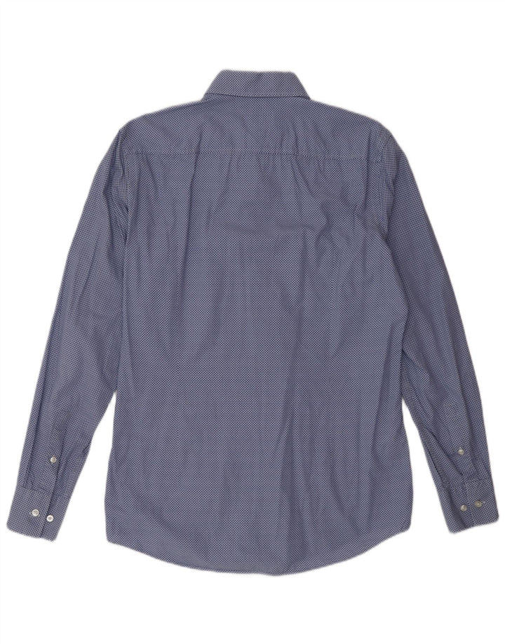 Мужская рубашка приталенного кроя Hugo Boss, размер 38 15, средний синий пятнистый хлопок