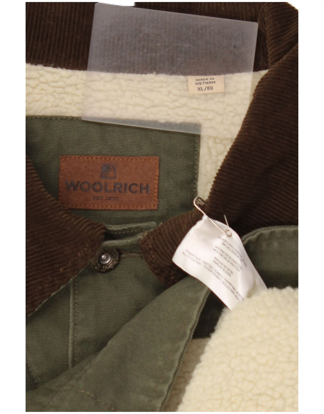 Мужская куртка WOOLRICH из шерпы UK 42 XL, хлопок цвета хаки