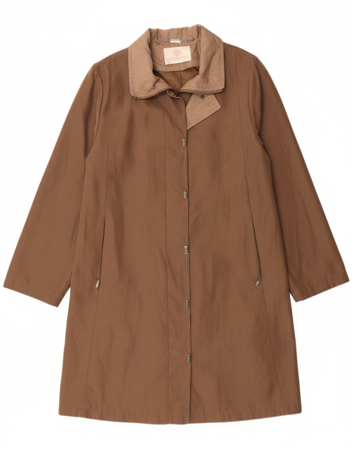 JACQUES VERT Womens Overcoat UK 14 Medium Brown Polyester