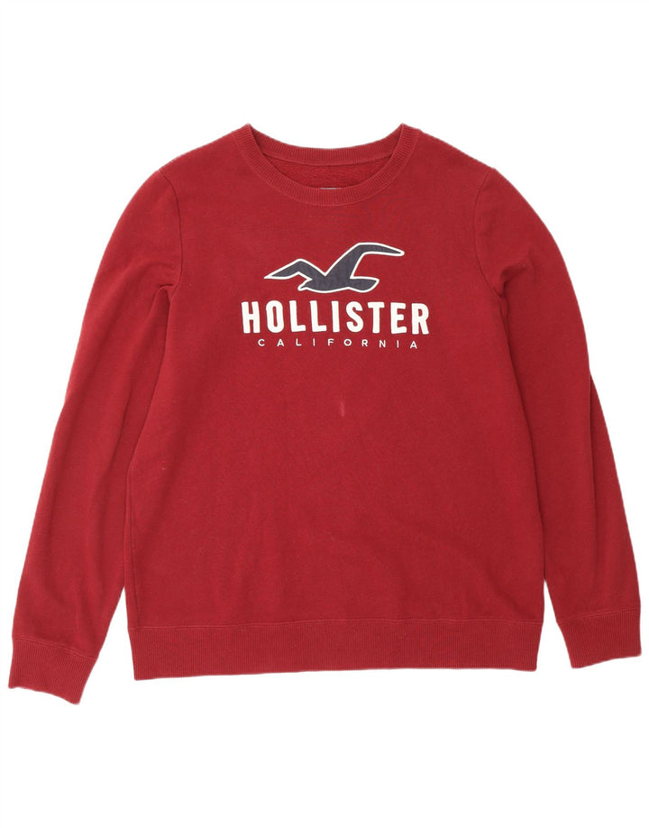 HOLLISTER Мужской свитшот с рисунком, большой бордовый хлопок, хлопок