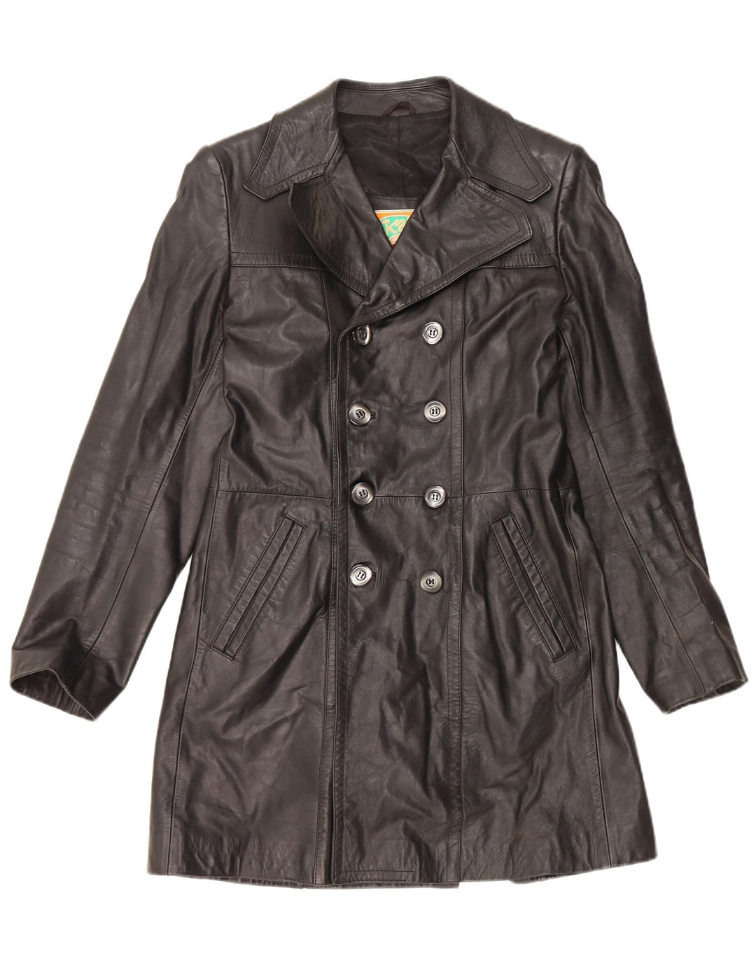 Мужское кожаное пальто VINTAGE IT 48 Medium Black Leather