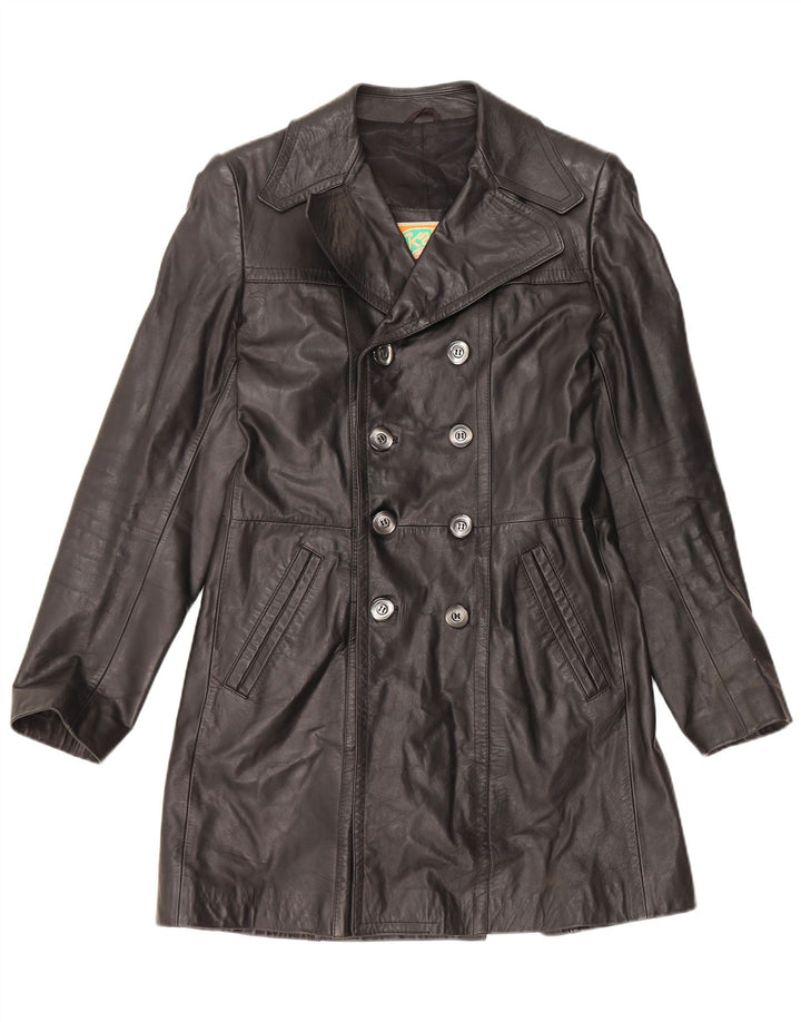 Мужское кожаное пальто VINTAGE IT 48 Medium Black Leather