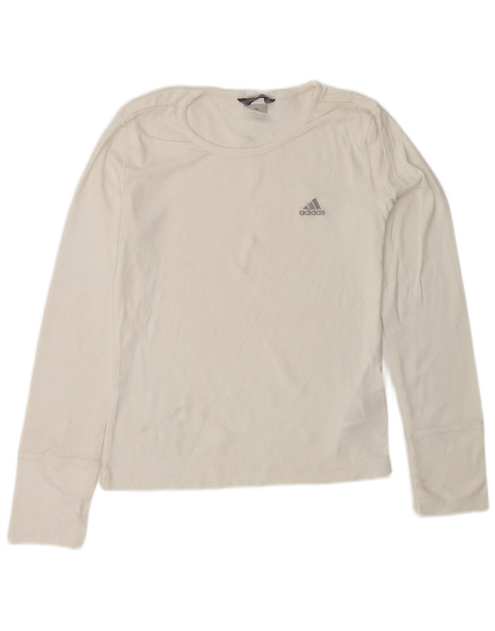 Женский топ ADIDAS с длинным рукавом UK 10, маленький белый хлопок