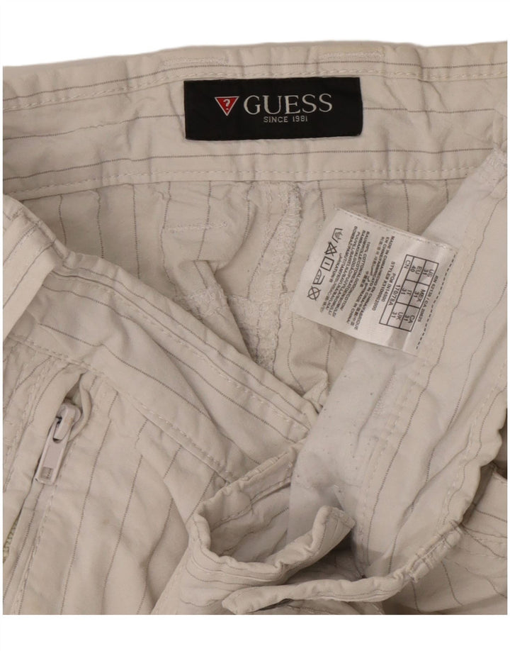 Мужские шорты-карго Guess W31, хлопковые средние белые в тонкую полоску