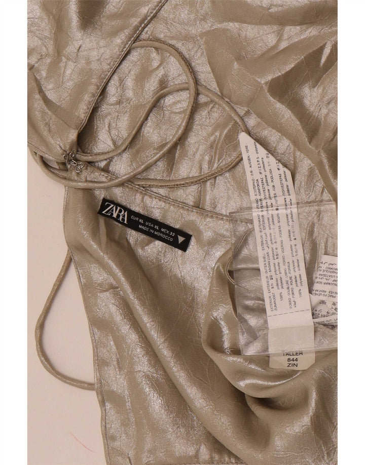 Женский укороченный топ с бретелькой на бретельках Zara UK 18 XL, золотой полиэстер