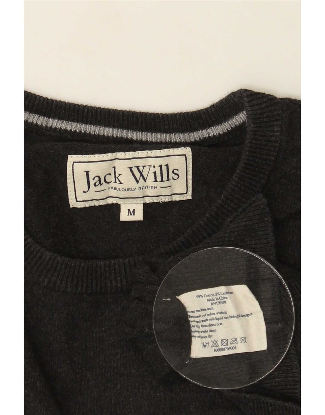 Мужской джемпер с круглым вырезом Jack Wills, хлопковый свитер среднего серого цвета