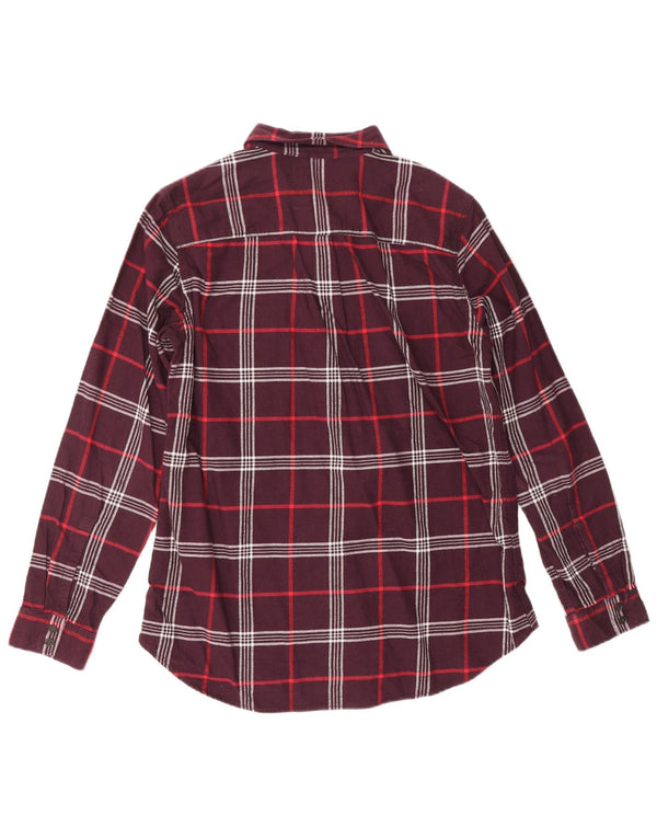 Женская фланелевая рубашка классического кроя EDDIE BAUER UK 14, средний бордовый цвет в клетку