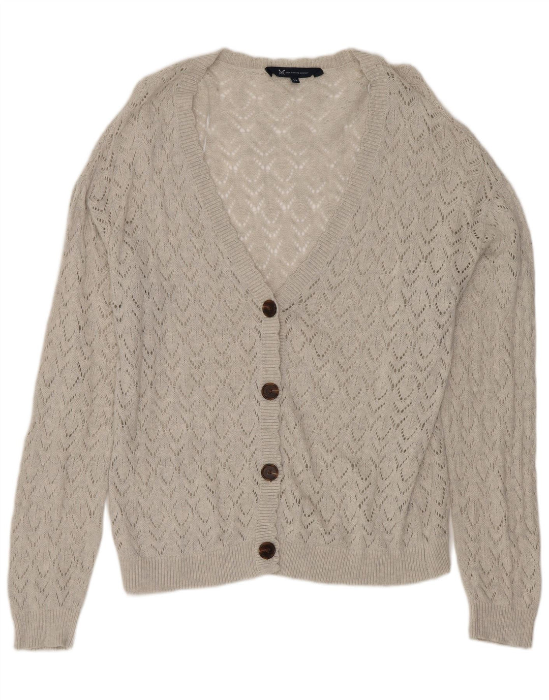 Crew Clothing Женский свободный кардиган-свитер UK 12, хлопковый средний серый цвет