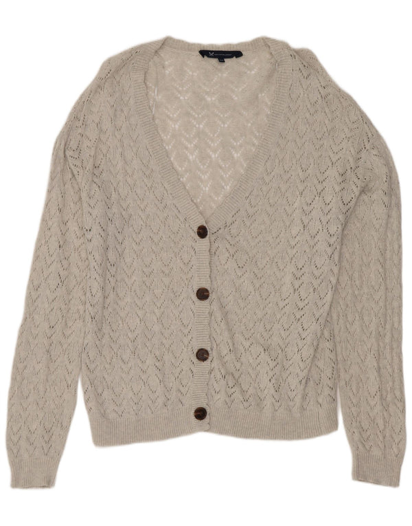 Crew Clothing Женский свободный кардиган-свитер UK 12, хлопковый средний серый цвет