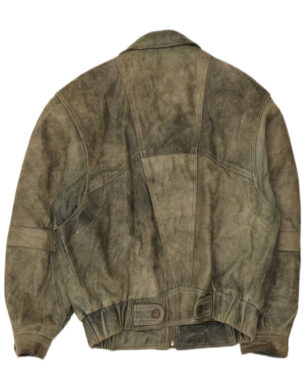 Мужская кожаная куртка Douglas UK 38, кожа цвета хаки среднего размера