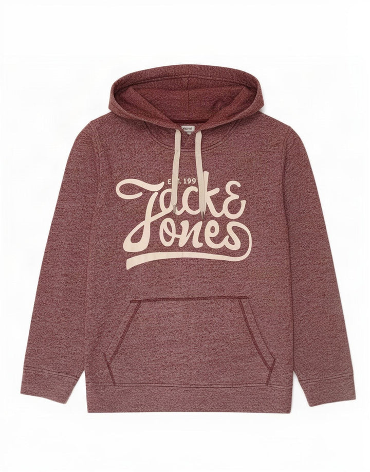 Мужской джемпер с капюшоном Jack & Jones с рисунком, средний бордовый полиэстер с крапинками