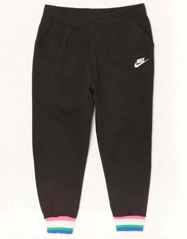 Женские спортивные брюки Nike Joggers UK 14, большие черные хлопковые брюки с цветными блоками