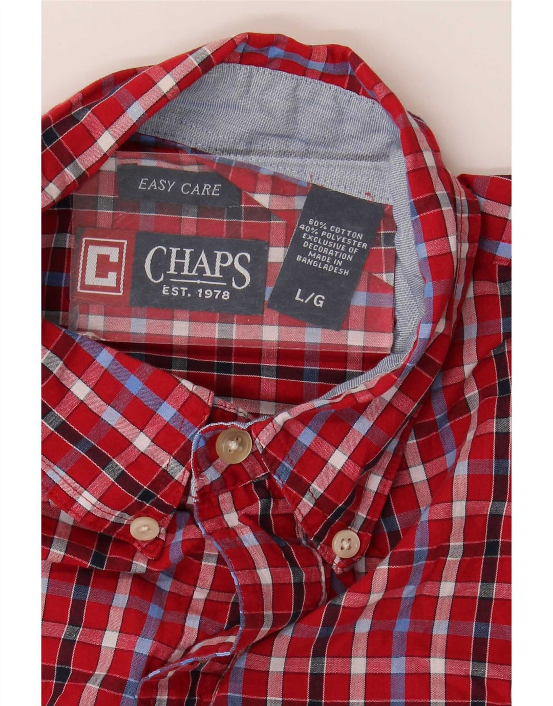 Мужская рубашка Chaps с коротким рукавом, большая красная клетка, хлопковая