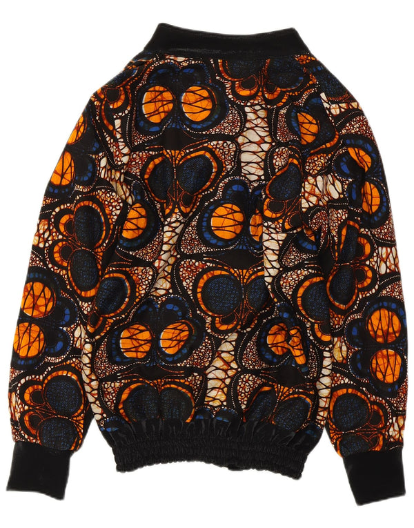 ВИНТАЖНАЯ женская куртка-бомбер с абстрактным узором, Великобритания 14, средний разноцветный