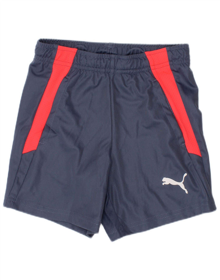 Спортивные шорты Puma для мальчиков 5–6 лет, темно-синие, полиэстер с цветными блоками