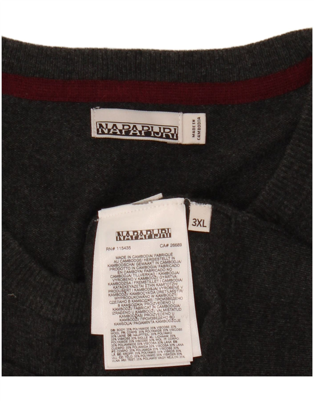 Мужской свитер Napapijri с круглым вырезом 3XL, серый полиамид