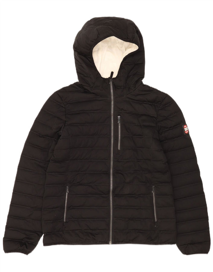 Женская утепленная куртка с капюшоном Superdry UK 14, большой черный полиэстер