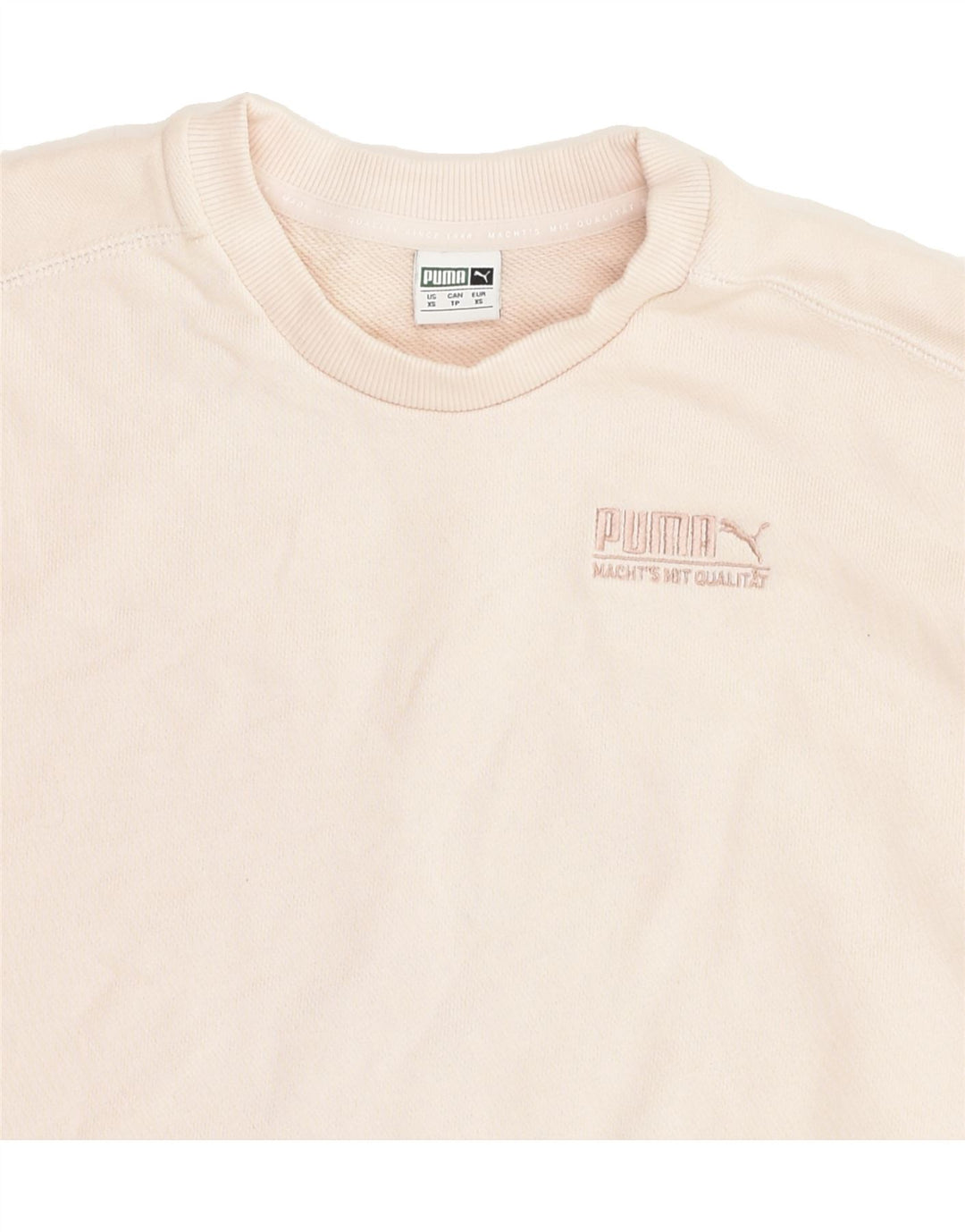 PUMA Womens Oversized Crop Sweatshirt Jumper UK 6 XS Pink Cotton | Vintage Puma | Thrift | Second-Hand Puma | Used Clothing | Messina Hembry 
