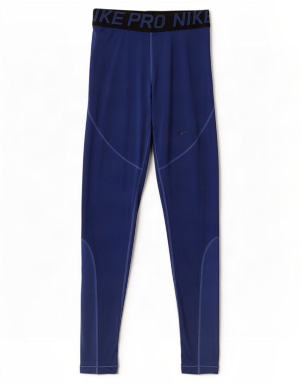 Женские леггинсы с рисунком Nike Dri Fit UK 12, средний синий цвет с цветными блоками