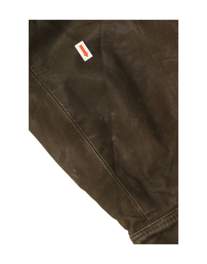 Винтажная мужская кожаная куртка IT 52 XL из кожи цвета хаки