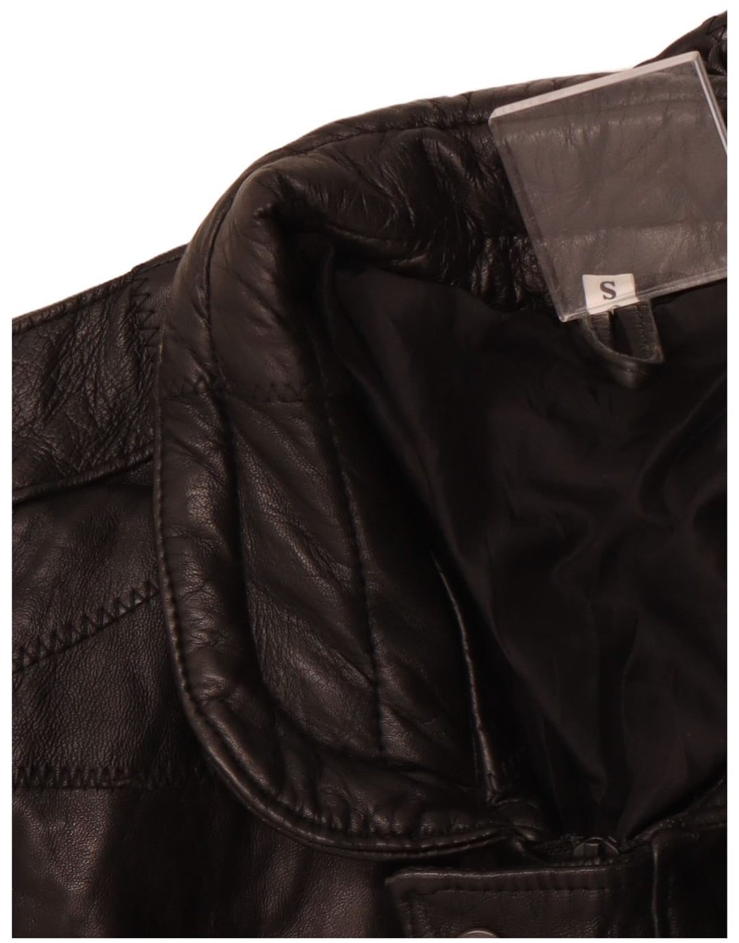 ВИНТАЖНАЯ Мужская кожаная куртка свободного покроя в стиле милитари, Великобритания, 36, маленькая, черная в стиле пэчворк