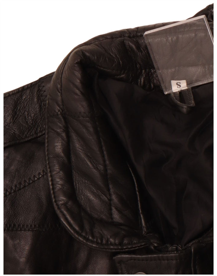 ВИНТАЖНАЯ Мужская кожаная куртка свободного покроя в стиле милитари, Великобритания, 36, маленькая, черная в стиле пэчворк