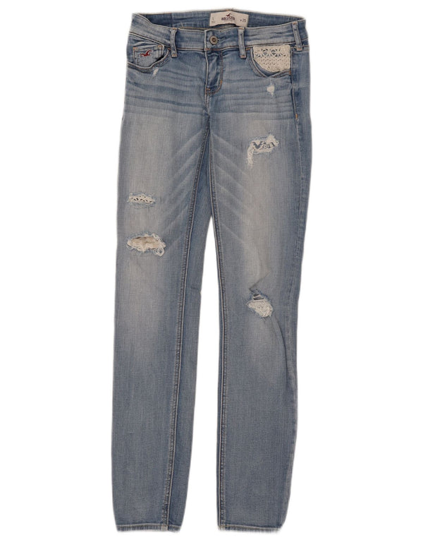Женские потертые джинсы скинни Hollister США 1 XS W25 L31 Синий хлопок