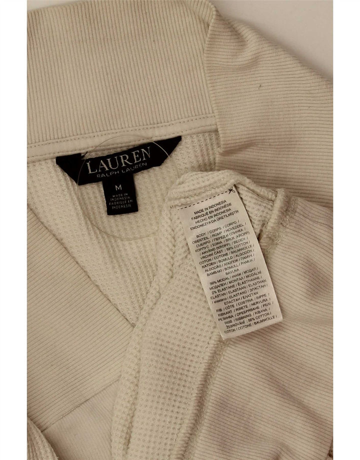 Женский свитер с воротником на пуговицах Ralph Lauren, Великобритания 14, средний белый хлопок