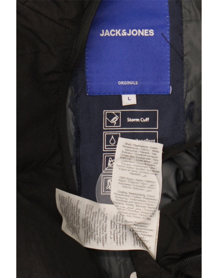 Мужская стеганая куртка JACK & JONES UK 40, большая, черный нейлон