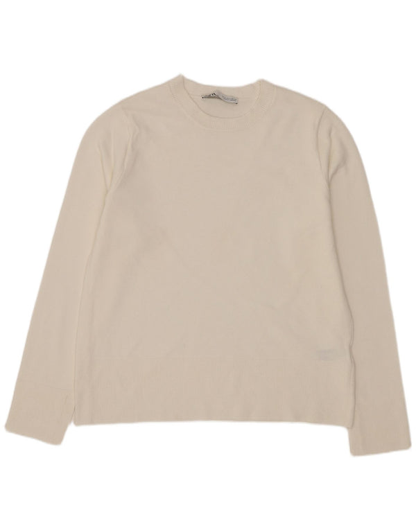 Женский джемпер с круглым вырезом Zara UK 10, маленький размер, белый вискоза