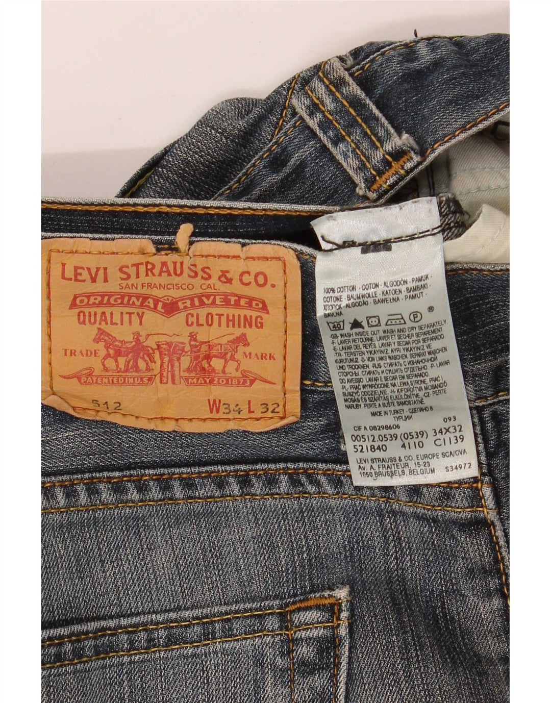Мужские джинсы Levi's 512 Bootcut W34 L32 синие, хлопок
