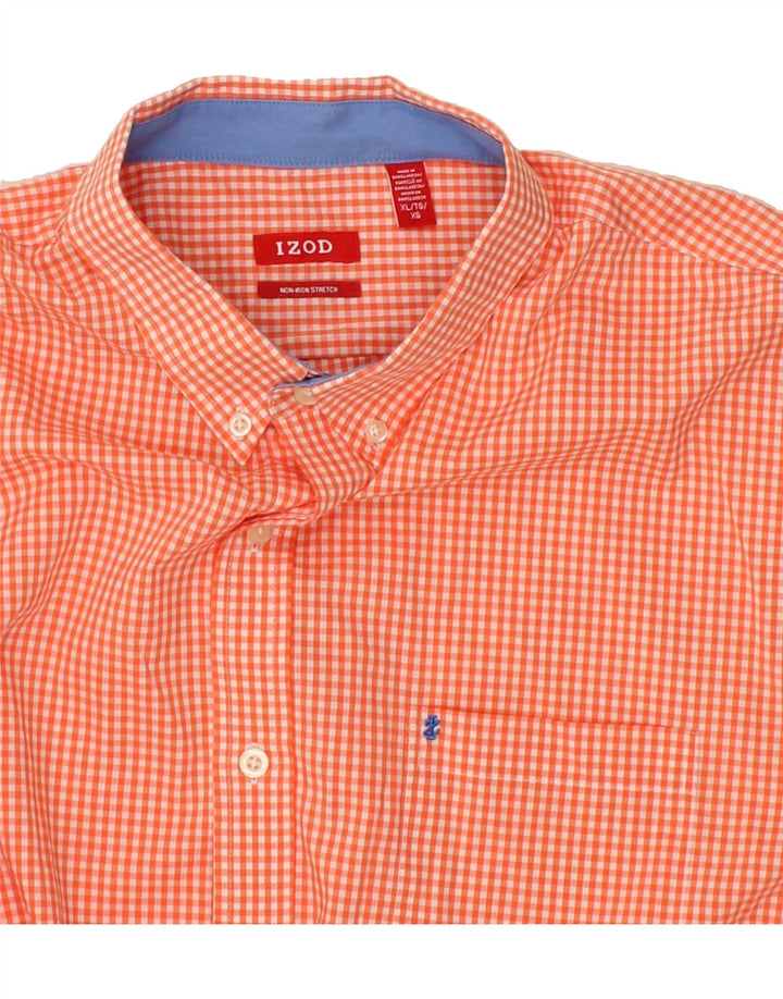 IZOD Mens Shirt XL Orange Gingham Cotton Vintage Izod and Second-Hand Izod from Messina Hembry 