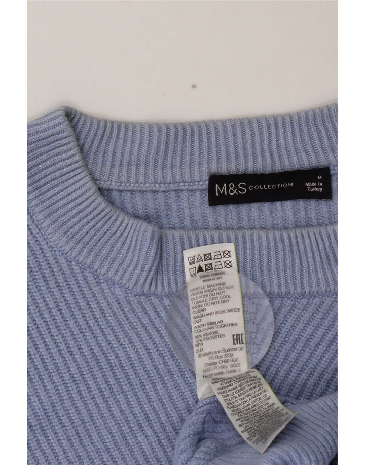 Женский укороченный джемпер с круглым вырезом MARKS & SPENCER UK 14, средний синий