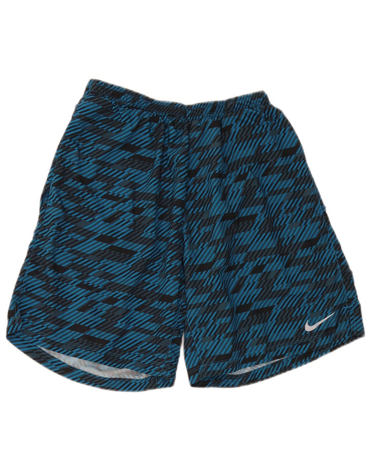 Мужские спортивные шорты Nike Dri Fit из полиэстера среднего синего цвета с геометрическим рисунком