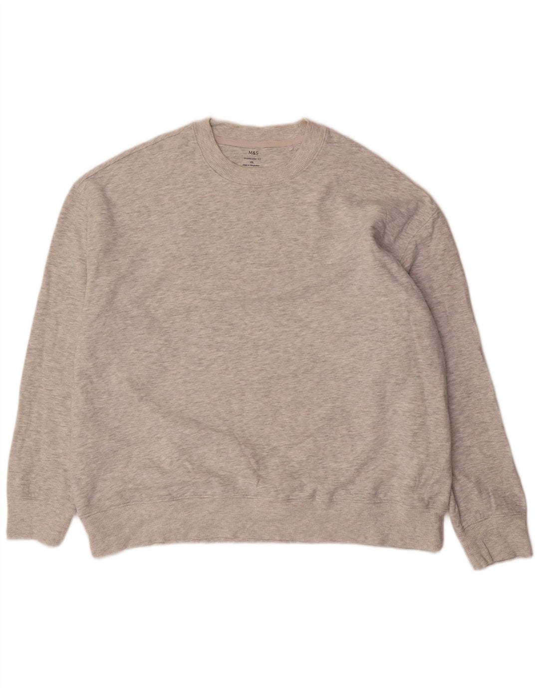 Мужской свитер оверсайз Marks & Spencer 2XL, серый хлопок с крапинками