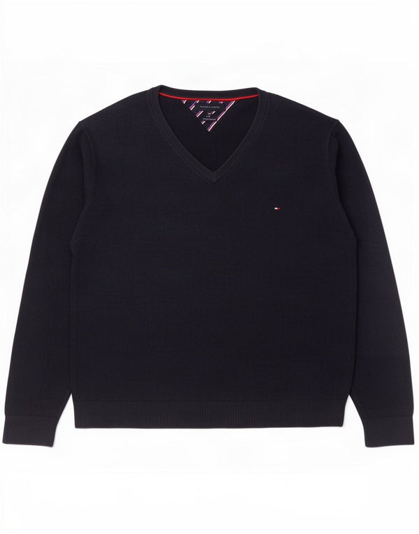 Мужской джемпер с v-образным вырезом Tommy Hilfiger 3XL, темно-синий, хлопок