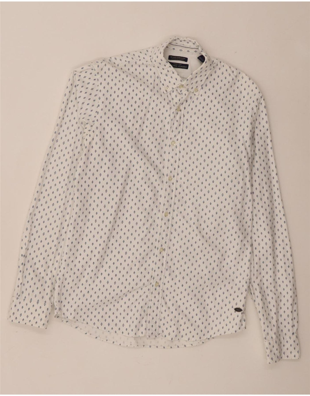 Мужская рубашка классического кроя Scotch & Soda, хлопок среднего размера, белый пятнистый цвет